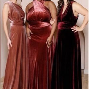 Relvery bridesmaid Convertible Black Velvet Micah dress size large
